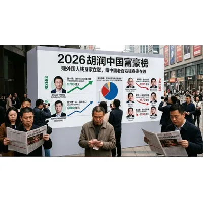 2026 胡润富豪榜身家变迁：赚外国人钱的涨，赚国人钱的跌